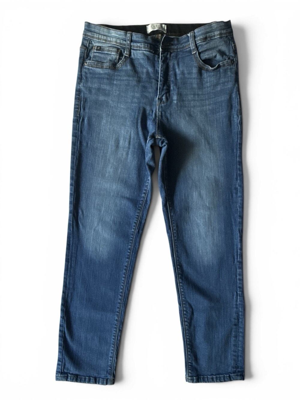 Curve Appeal Jeans Boyfriend Flex Waist Minimalist Straight Leg Med Wash 10 READ